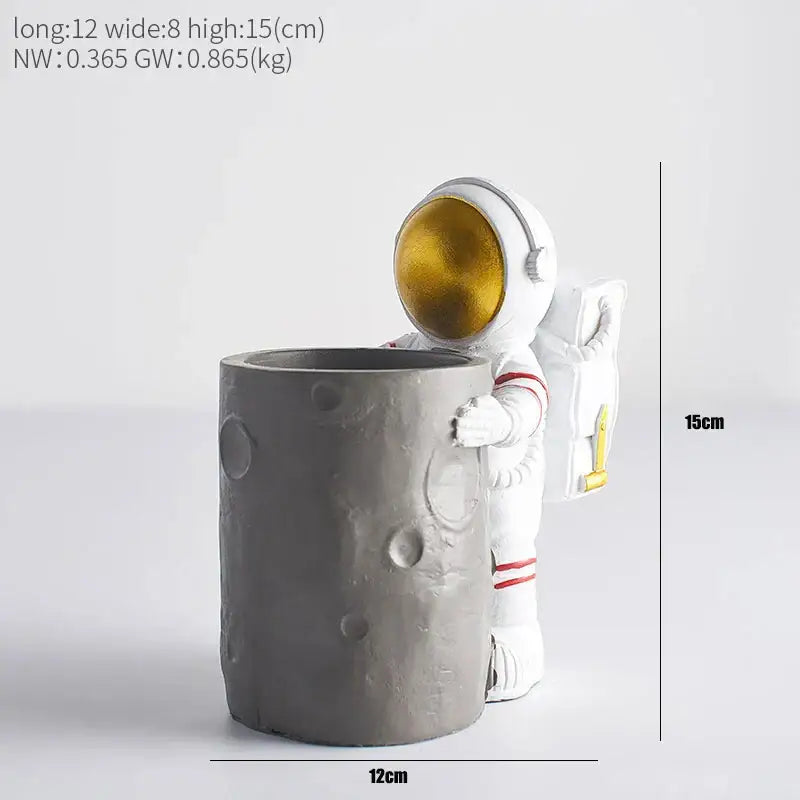 DecorBites™ Astronaut Cosmonaut Pen Holder Figurines for Home Office Desk Decoration