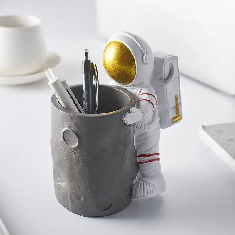 DecorBites™ Astronaut Cosmonaut Pen Holder Figurines for Home Office Desk Decoration