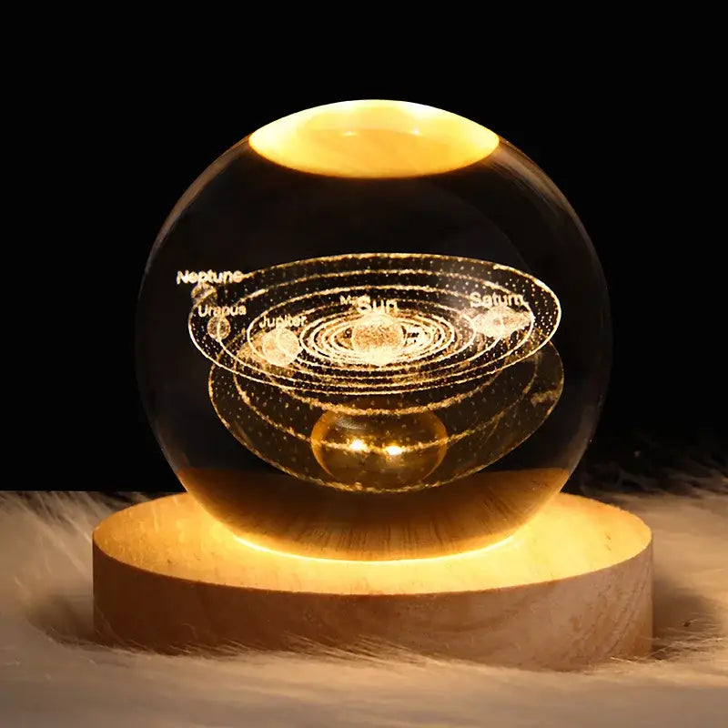 DecorBites™ Astronaut Crystal Ball Night Light: USB Powered Warm Bedside Lamp, Perfect Christmas Gift