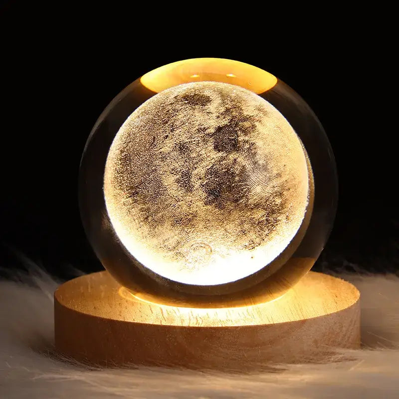 DecorBites™ Astronaut Crystal Ball Night Light: USB Powered Warm Bedside Lamp, Perfect Christmas Gift