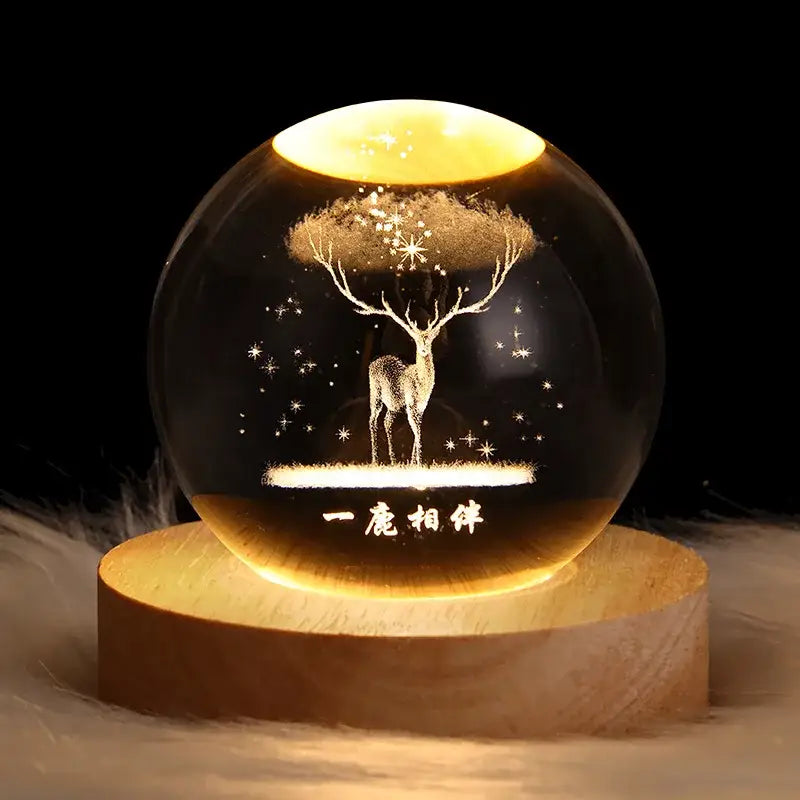 DecorBites™ Astronaut Crystal Ball Night Light: USB Powered Warm Bedside Lamp, Perfect Christmas Gift