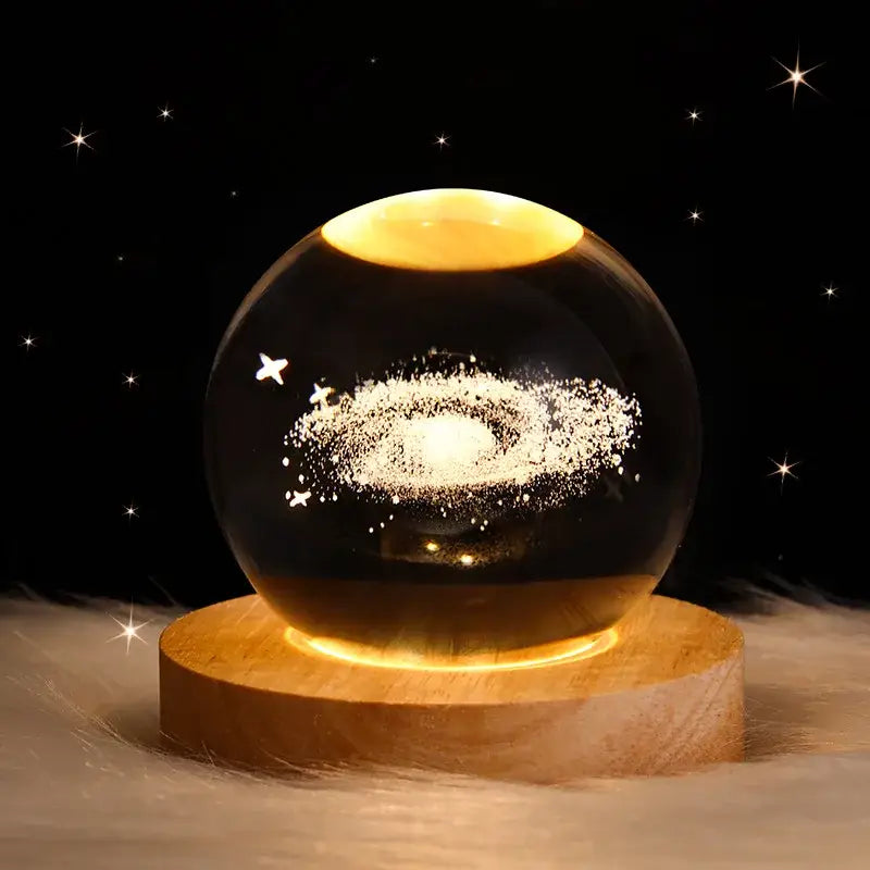 DecorBites™ Astronaut Crystal Ball Night Light: USB Powered Warm Bedside Lamp, Perfect Christmas Gift