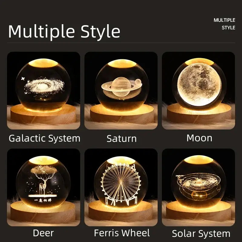 DecorBites™ Astronaut Crystal Ball Night Light: USB Powered Warm Bedside Lamp, Perfect Christmas Gift