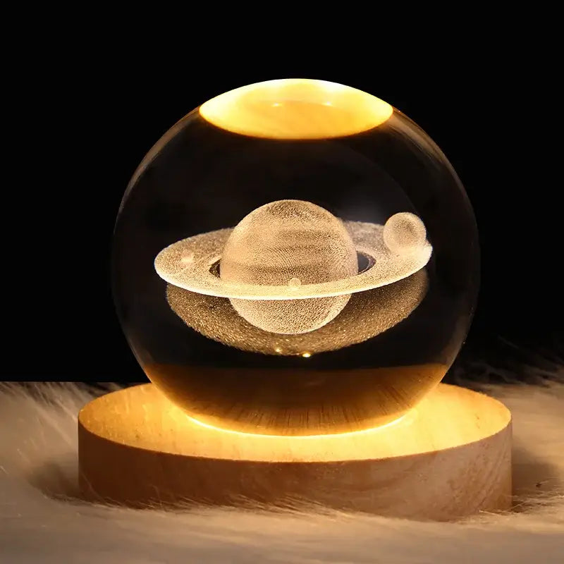 DecorBites™ Astronaut Crystal Ball Night Light: USB Powered Warm Bedside Lamp, Perfect Christmas Gift