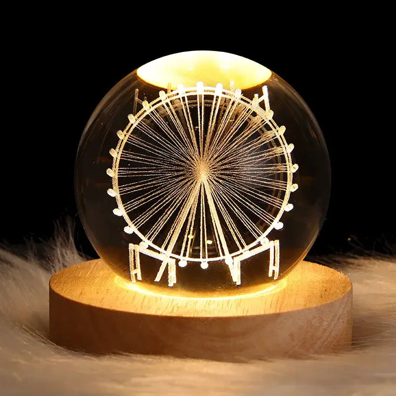 DecorBites™ Astronaut Crystal Ball Night Light: USB Powered Warm Bedside Lamp, Perfect Christmas Gift