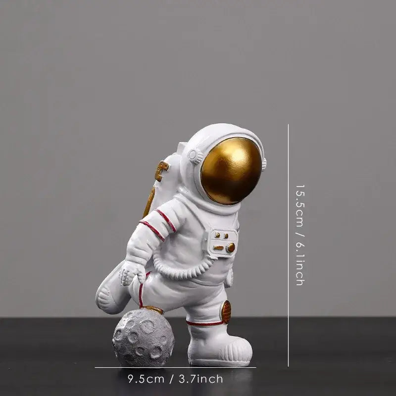 DecorBites™ Astronaut Figurines: Modern Spaceman with Moon Sculpture, Perfect Gift for Man & Boyfriend