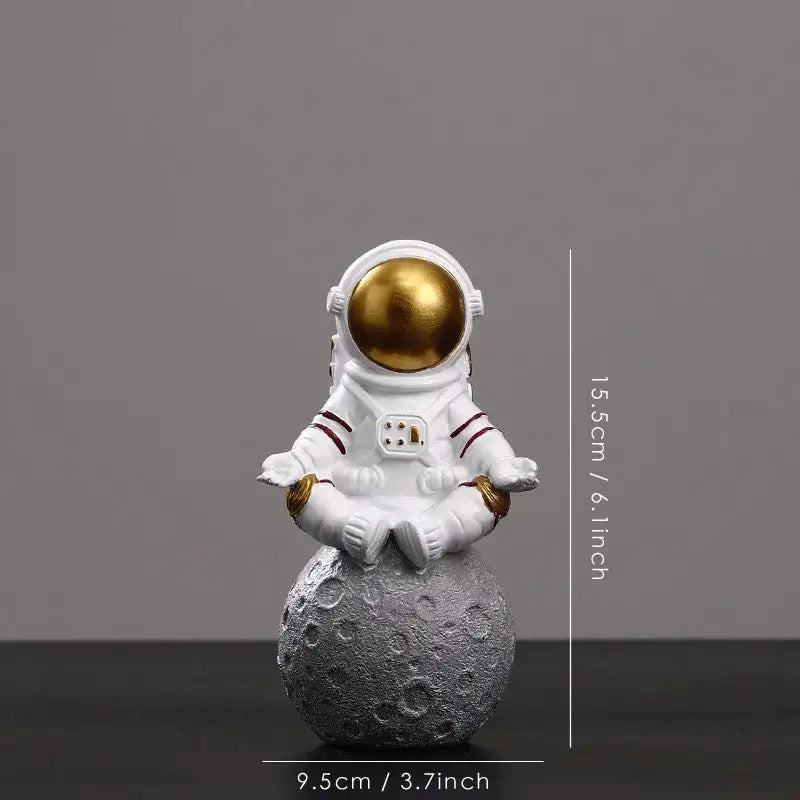 DecorBites™ Astronaut Figurines: Modern Spaceman with Moon Sculpture, Perfect Gift for Man & Boyfriend