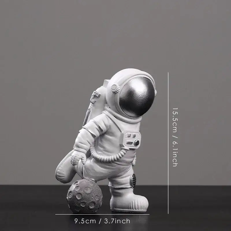 DecorBites™ Astronaut Figurines: Modern Spaceman with Moon Sculpture, Perfect Gift for Man & Boyfriend