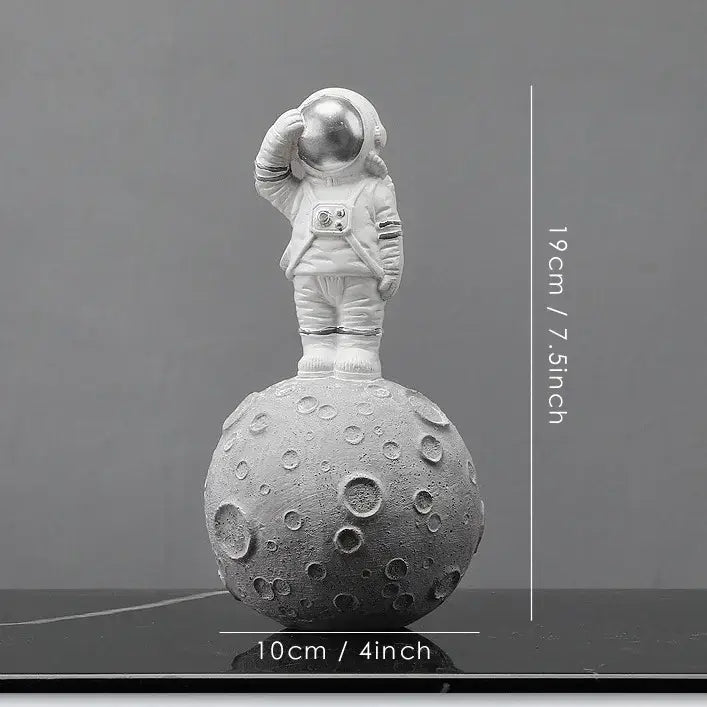 DecorBites™ Astronaut Figurines: Modern Spaceman with Moon Sculpture, Perfect Gift for Man & Boyfriend