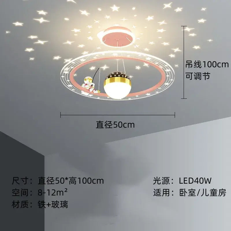 DecorBites™ Astronaut LED Chandeliers: Remote-controlled Ceiling Pendant for Children's Room, Boy's Study, Nursery
