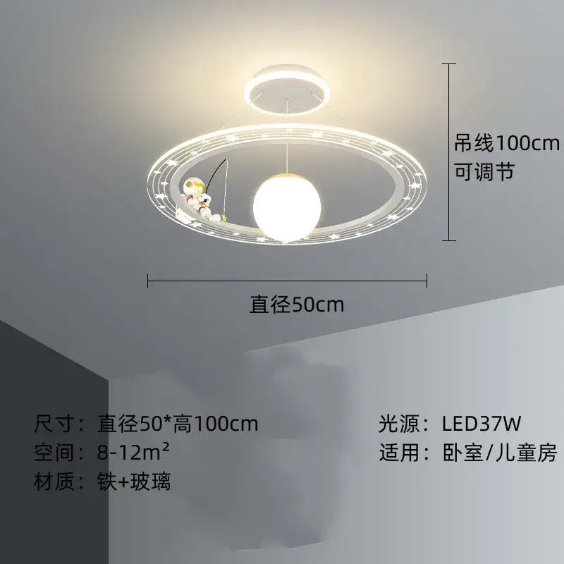 DecorBites™ Astronaut LED Chandeliers: Remote-controlled Ceiling Pendant for Children's Room, Boy's Study, Nursery