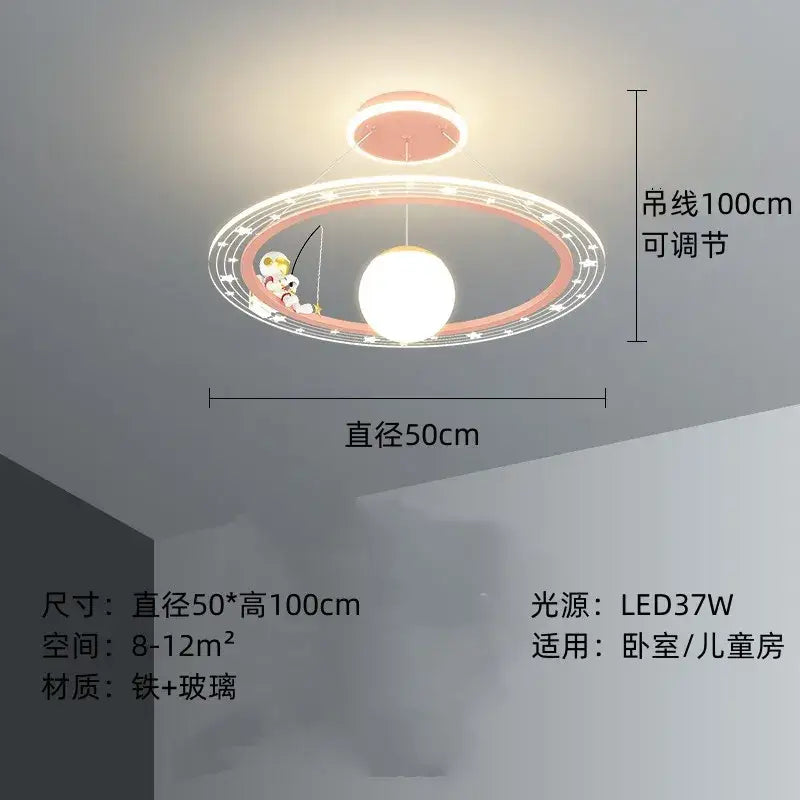 DecorBites™ Astronaut LED Chandeliers: Remote-controlled Ceiling Pendant for Children's Room, Boy's Study, Nursery
