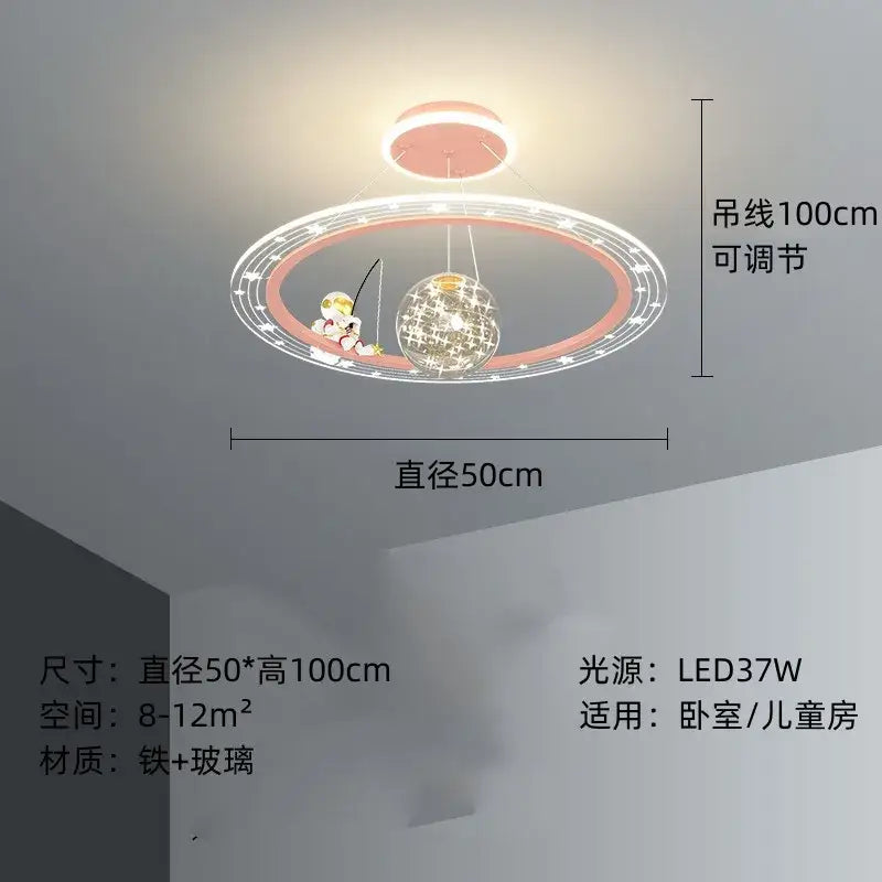 DecorBites™ Astronaut LED Chandeliers: Remote-controlled Ceiling Pendant for Children's Room, Boy's Study, Nursery