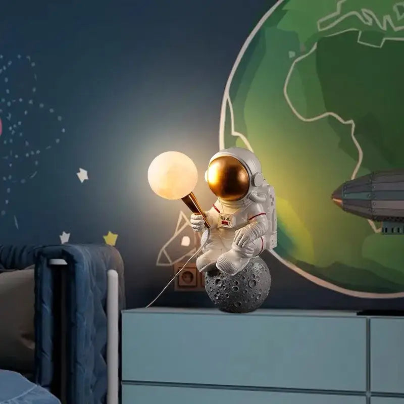DecorBites™ Astronaut LED Table Lamp: Modern Resin Desk Light for Kids Room, Space-themed Decor