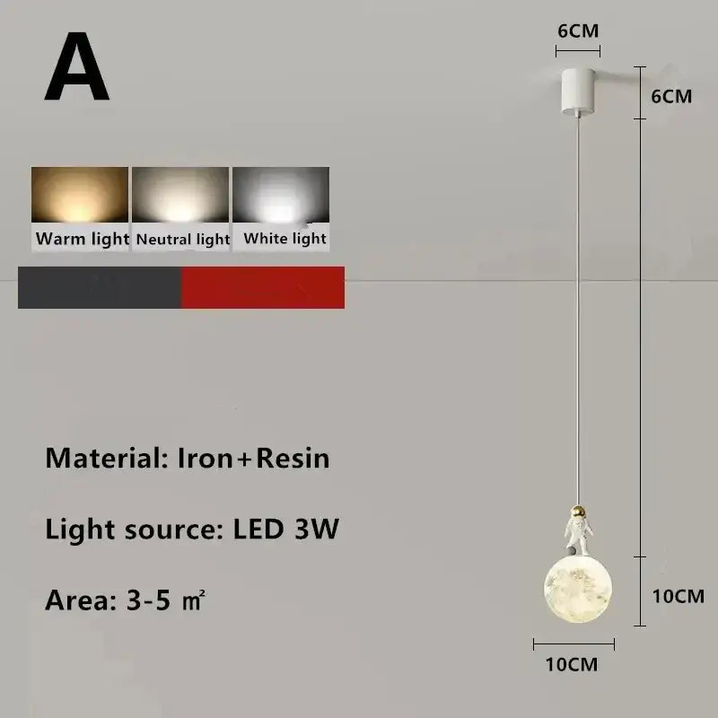 DecorBites™ Astronaut Lunar Pendant Light Modern Minimalist TV Bedroom Decor