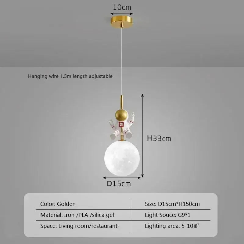 Decorbites astronaut moon pendant light for childrens room bedroom