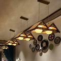 DecorBites™ Bamboo Chinese Island Pendant Light for Triangle Roof Restaurant in Wood