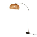 DecorBites™ Bamboo Standing Fishing Rod Floor Lamp with Swivel Shade - Wood Reading Light