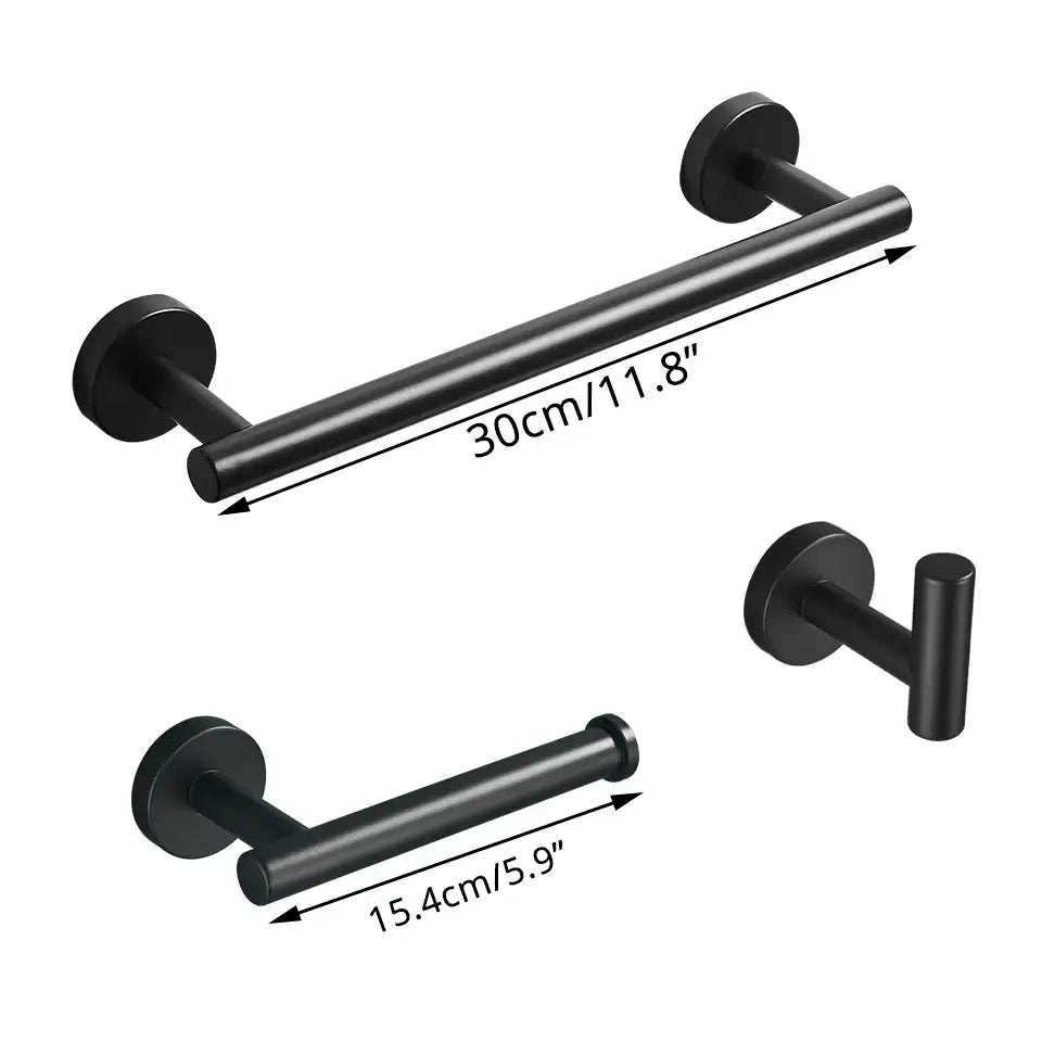 DecorBites™ Bathroom Hardware Set: Towel Bar, Robe Hook, Rack, Shelf, Tissue Holder, Hook