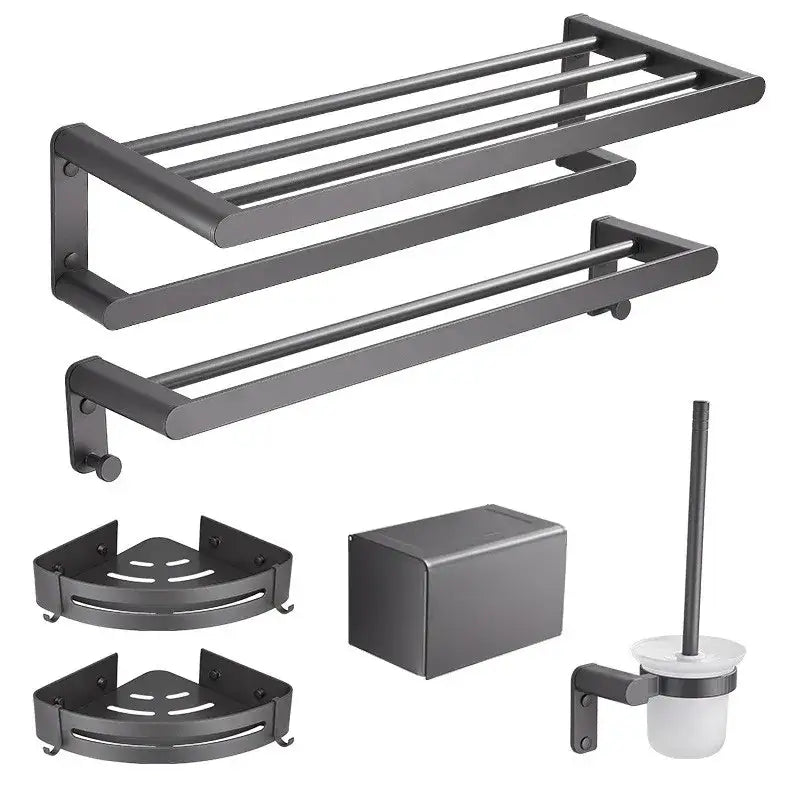 DecorBites™ Bathroom Hardware Set: Towel Rack, Shelf, Paper Holder, Towel Holder, Toilet Brush Holder