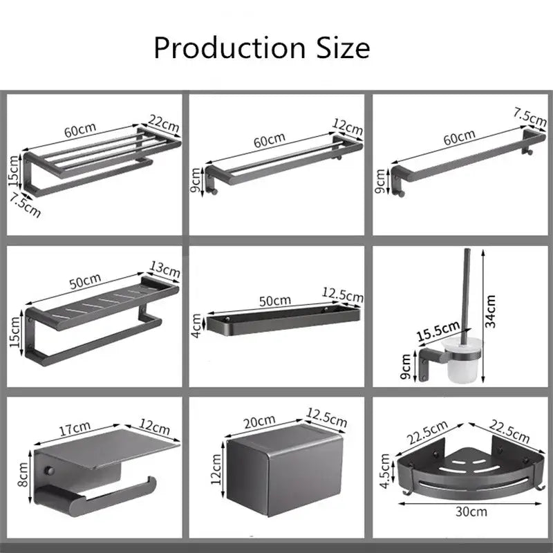 DecorBites™ Bathroom Hardware Set: Towel Rack, Shelf, Paper Holder, Towel Holder, Toilet Brush Holder