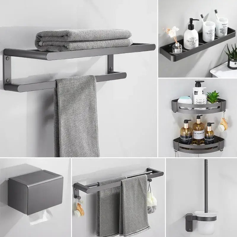 DecorBites™ Bathroom Hardware Set: Towel Rack, Shelf, Paper Holder, Towel Holder, Toilet Brush Holder