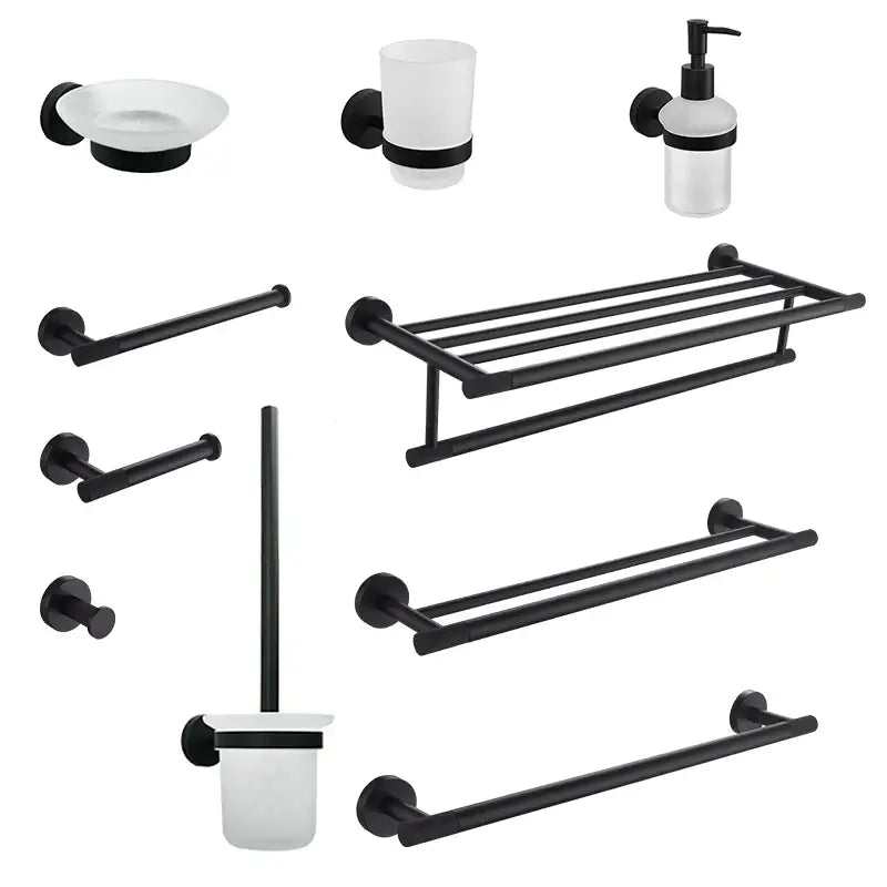DecorBites™ Bathroom Hardware Set: Towel Rack, Toilet Brush, Paper Holder, Soap Dispenser, Towel Bar, Hook
