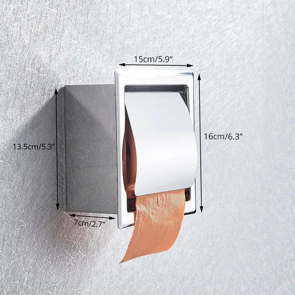 DecorBites™ Bathroom Paper Holder Matte Black/Chrome Wall-Mounted Towel Rack & Roll Paper Box