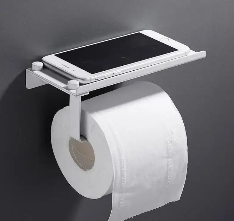 DecorBites™ Bathroom Paper Phone Holder Shelf Towel Rack Toilet Tissue Box Silver Gold