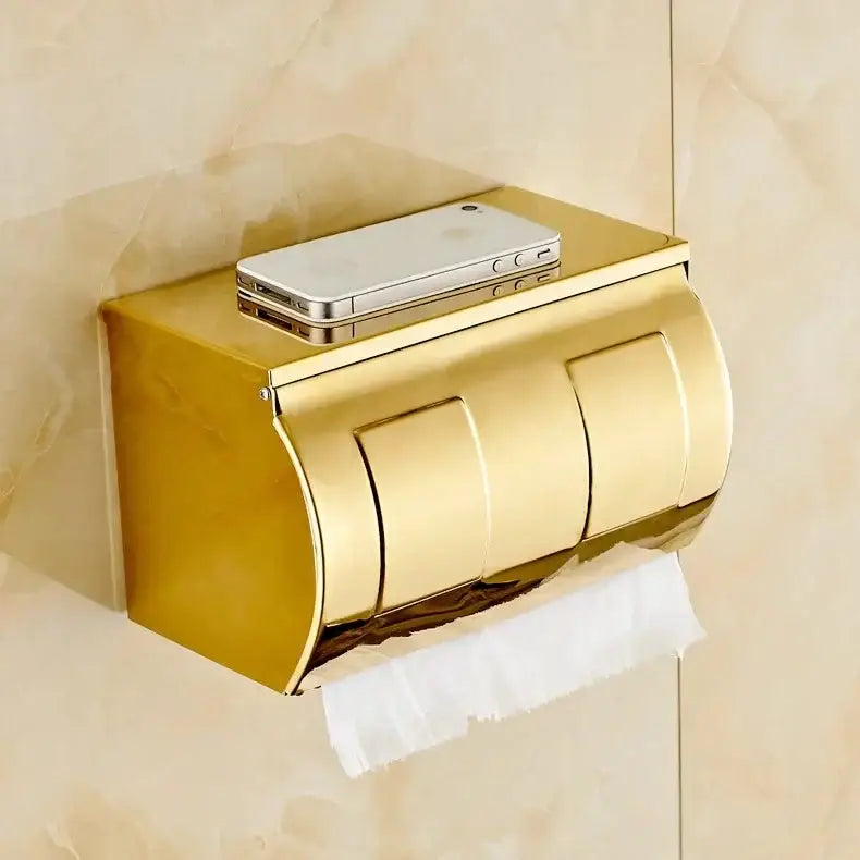 DecorBites™ Bathroom Paper Phone Holder Shelf Towel Rack Toilet Tissue Box Silver Gold