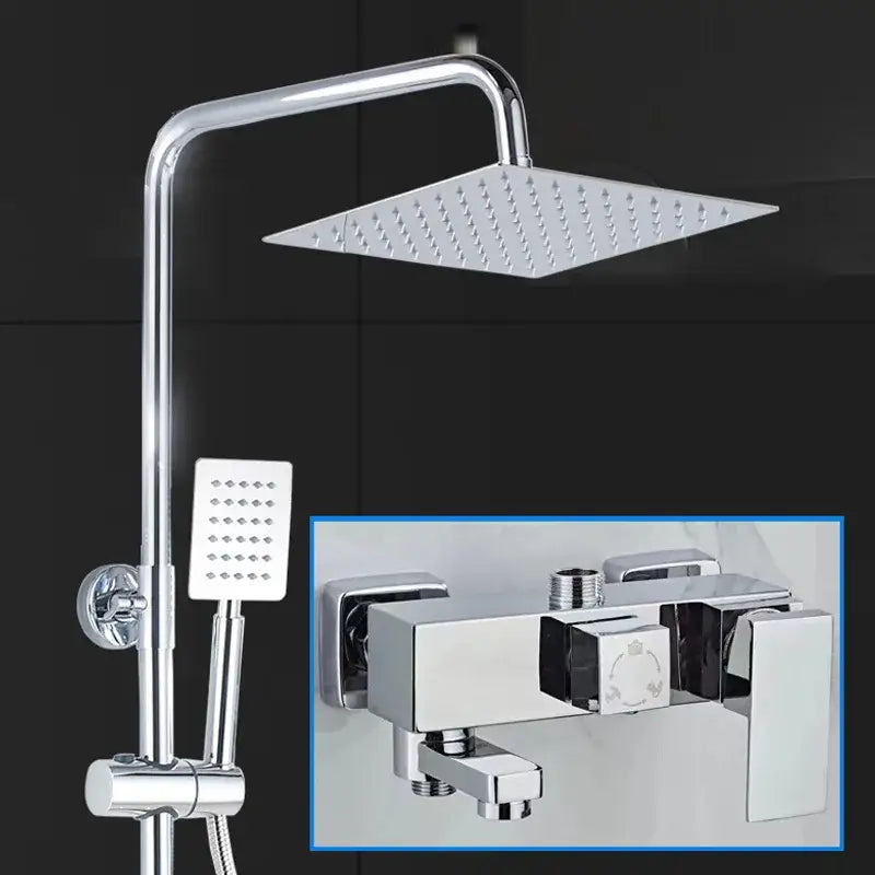 DecorBites™ Bathroom Rainfall Shower Faucet Set with Hand Sprayer - Wall Mounted Chrome Copper
