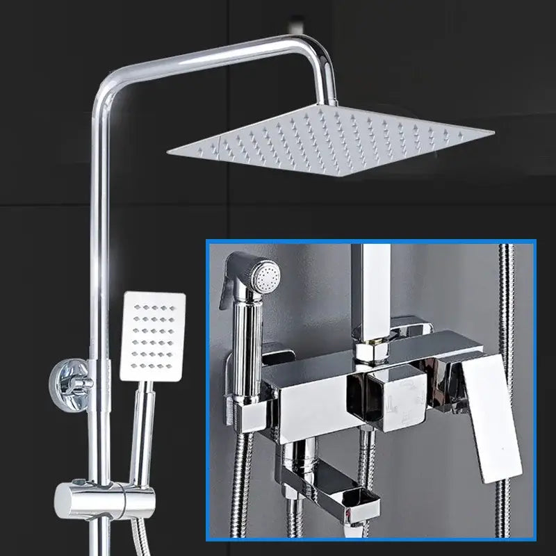 DecorBites™ Bathroom Rainfall Shower Faucet Set with Hand Sprayer - Wall Mounted Chrome Copper