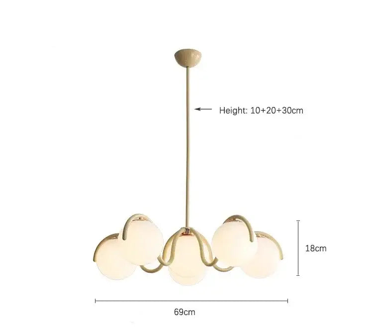 DecorBites™ Bean Glass Pendant Light, red & cream, Minimalist Nordic Chandelier for Living Room, Bedroom, Dining & Study