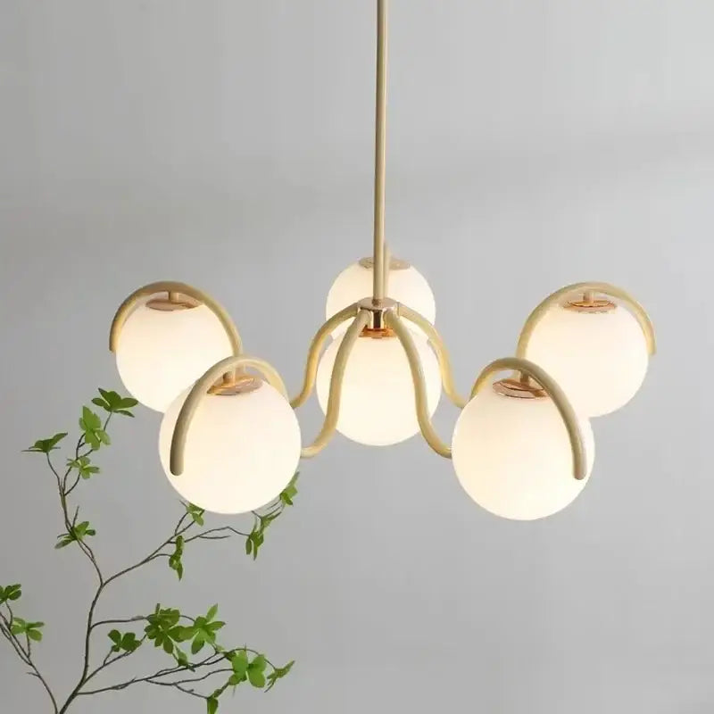 DecorBites™ Bean Glass Pendant Light, red & cream, Minimalist Nordic Chandelier for Living Room, Bedroom, Dining & Study