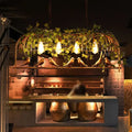 DecorBites™ Birdcage Industrial Iron Dining Room Island Light - Black/Bronze Hanging Pendant with Decorative Plant and Bird