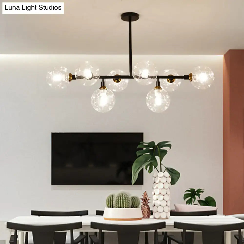 DecorBites™ Black Dimpled Glass Ball Pendant Light for Modern Dining Room Island