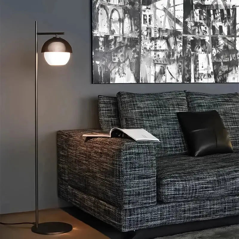 DecorBites™ Black Glass Ball Floor Lamp: Minimalist Nordic Design for Living Room & Bedside Lighting