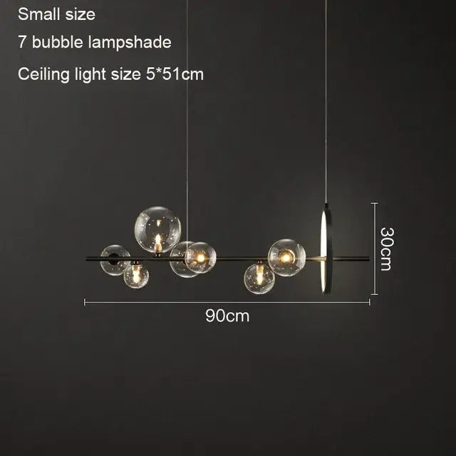 DecorBites™ Black Glass Ball LED Pendant Chandelier for Dining Room, Kitchen, and Restaurant