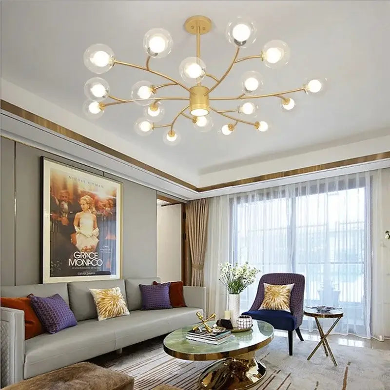 DecorBites™ Black Glass Ball Molecule Chandelier - Nordic Luxury Design