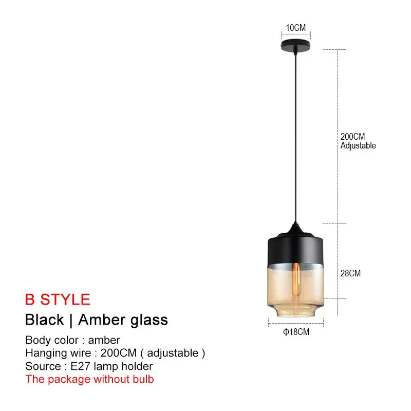 DecorBites™ Black Glass Pendant Lights: Modern Nordic Chandelier for Dining Room, Kitchen, Bedroom, and Restaurant