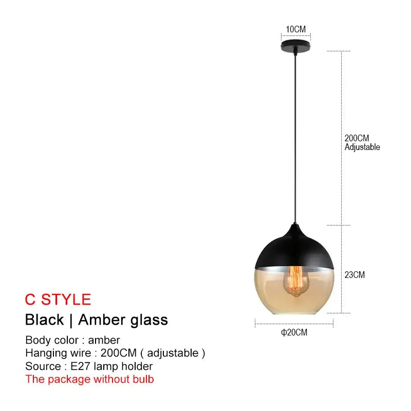DecorBites™ Black Glass Pendant Lights: Modern Nordic Chandelier for Dining Room, Kitchen, Bedroom, and Restaurant