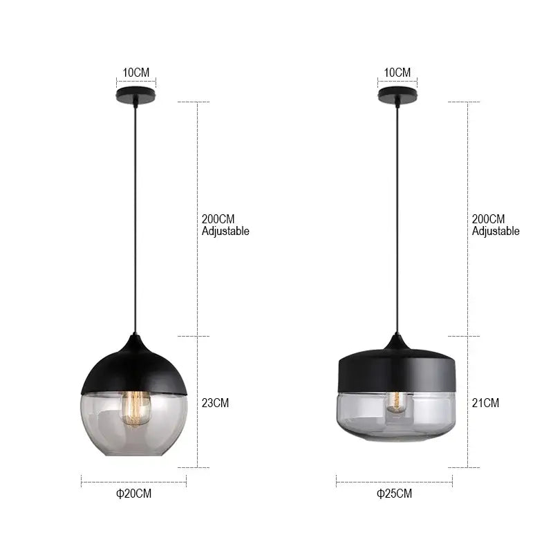 DecorBites™ Black Glass Pendant Lights: Modern Nordic Chandelier for Dining Room, Kitchen, Bedroom, and Restaurant