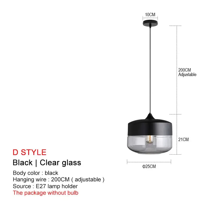 DecorBites™ Black Glass Pendant Lights: Modern Nordic Chandelier for Dining Room, Kitchen, Bedroom, and Restaurant