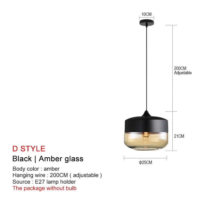 DecorBites™ Black Glass Pendant Lights: Modern Nordic Chandelier for Dining Room, Kitchen, Bedroom, and Restaurant