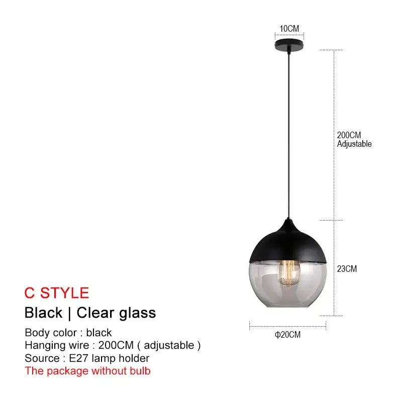 DecorBites™ Black Glass Pendant Lights: Modern Nordic Chandelier for Dining Room, Kitchen, Bedroom, and Restaurant