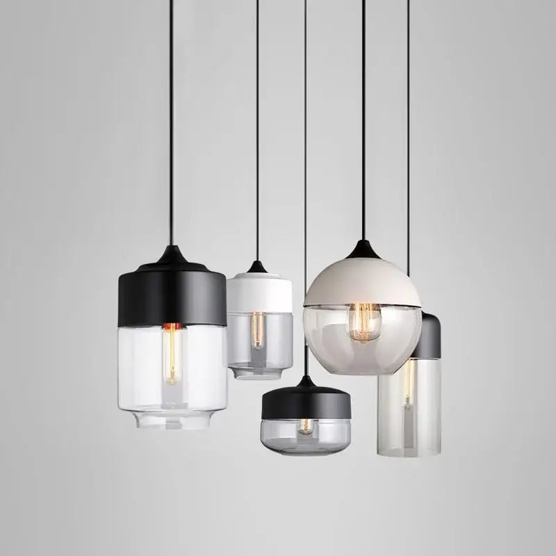 DecorBites™ Black Glass Pendant Lights: Modern Nordic Chandelier for Dining Room, Kitchen, Bedroom, and Restaurant