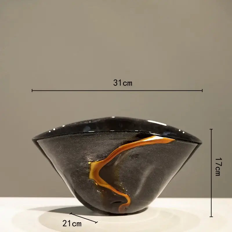 DecorBites™ Black Glass Vase Flower Pot for Terrarium Room Decoration and Floral Arrangement