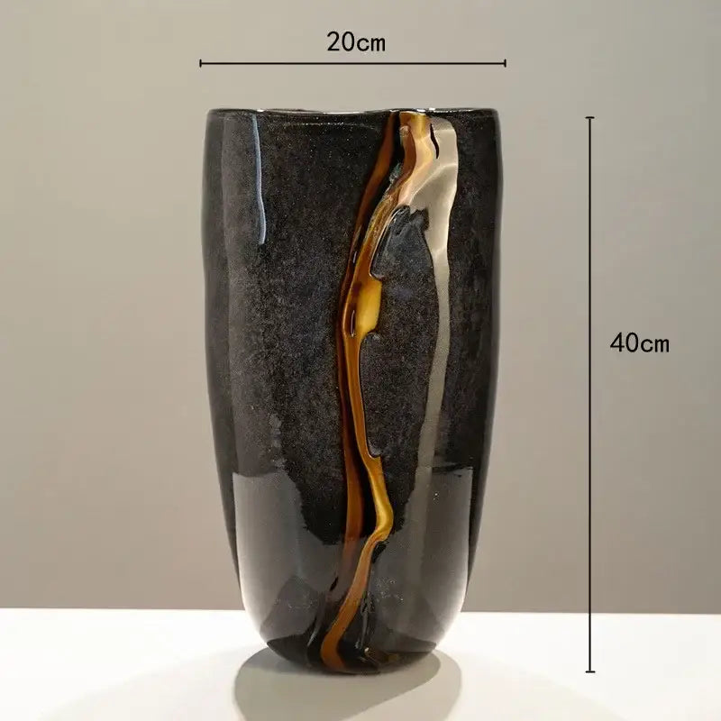 DecorBites™ Black Glass Vase Flower Pot for Terrarium Room Decoration and Floral Arrangement