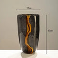 DecorBites™ Black Glass Vase Flower Pot for Terrarium Room Decoration and Floral Arrangement