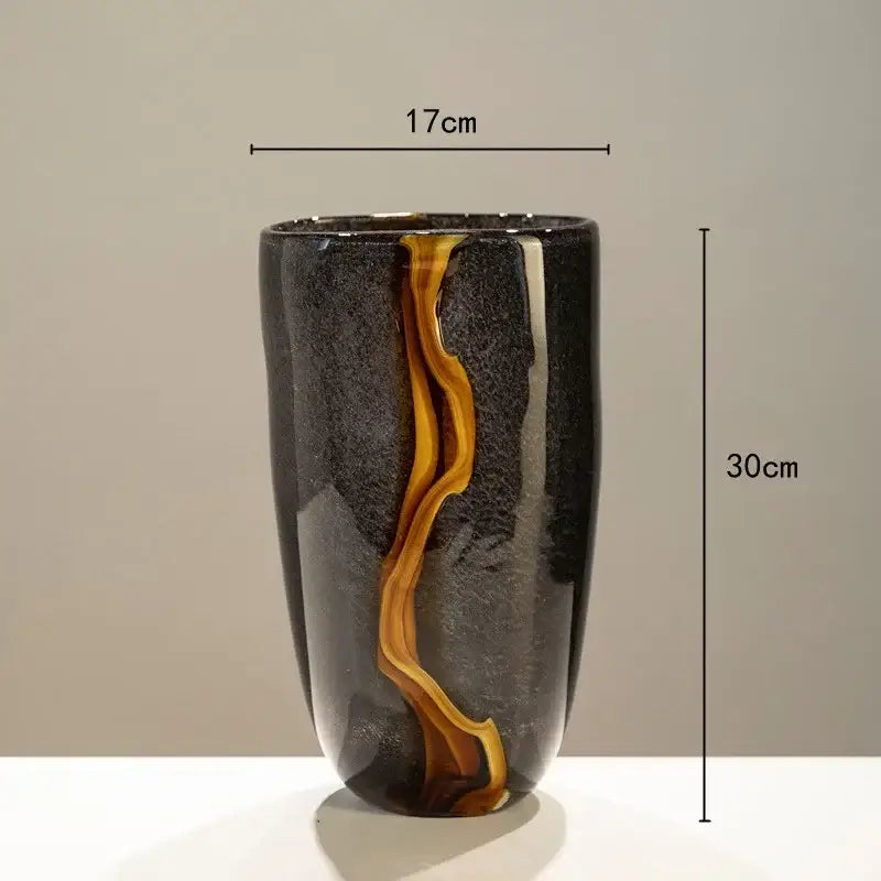 DecorBites™ Black Glass Vase Flower Pot for Terrarium Room Decoration and Floral Arrangement